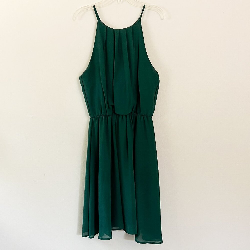 lush // emerald green chiffon mini dress L